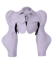 SHORT PURPLE 2 PIECE JACKET with PUFF SLEEVES