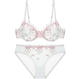 Conjunto de bralette cómodo de encaje fino con aros de talla grande