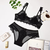 Deep V Lace Trim Lingerie Set