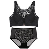 Bügelloses Bralette-Set mit Knopfleiste vorne und Rose
