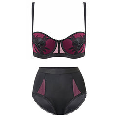 Push-Up-Bralette-Set mit Halbschalen und Stickerei