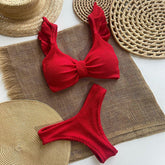 fungus side solid color split bikini