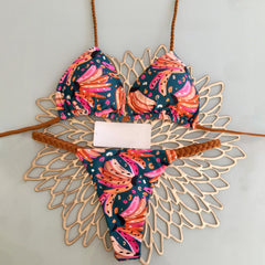 Vintage Banana Print Swimsuit with Straps