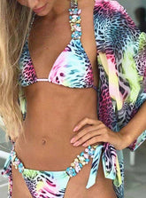 Crystal Diamond Printed Strap Bikini