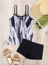 Women Printed Suspender Swimsuit