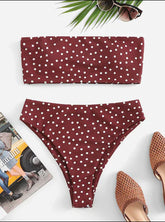 Women Polka Dot Bandeau Bikini Set