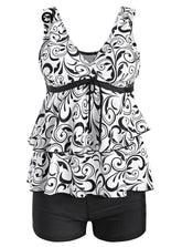 Flounce Printed Tankini Two-piece Suits High Waist