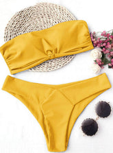 Low Waist Solid Color Strapless Swimsuit Swim