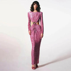 Vestido sin espalda con lentejuelas brillantes para mujer