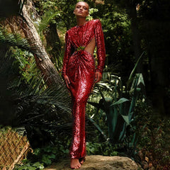 Vestido sin espalda con lentejuelas brillantes para mujer