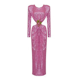 Vestido sin espalda con lentejuelas brillantes para mujer