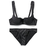 Thin Cotton Glossy Lingerie Half Cup Bralette Set