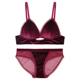 Thin Velvet Vintage Lace Lingerie Set