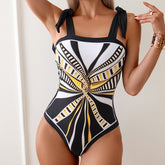 Printed Chiffon Skirt One-Piece Swimsuit