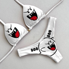 Bikini dividido con estampado divertido y personalidad