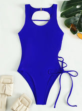 Hollow Lace Up One Piece Bikini