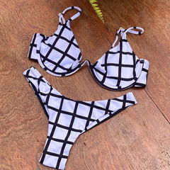 plaid split bikini