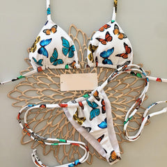 Stylish Butterfly Print Sling Bikini