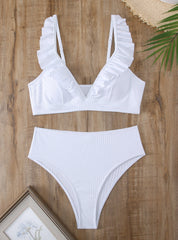 Gestreifter Bikini mit hoher Taille