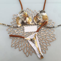 Trendy Retro Leaf Resort Bikini Swimsuit