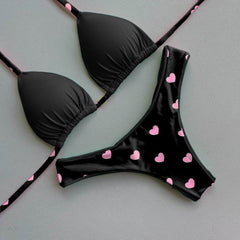 heart polka dot bikini set