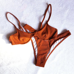 solid color push up bikini