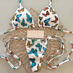 Stylish Butterfly Print Sling Bikini