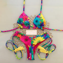 Resort-inspired floral-print strappy bikini