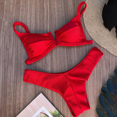 Solid Color Camisole Swimsuit