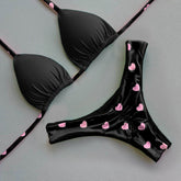 heart polka dot bikini set