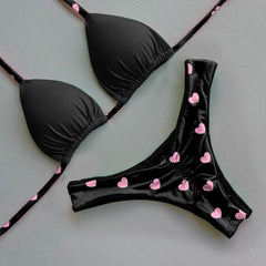 heart polka dot bikini set