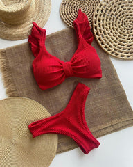 fungus side solid color split bikini