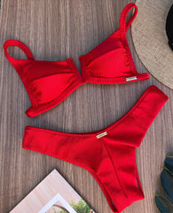 Solid Color Camisole Swimsuit