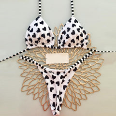Heart Print Sling Two-piece Swimsuit