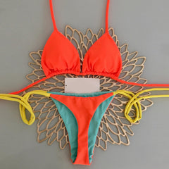 Color Block Swimsuit with Straps