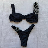 Three-dimensional flower sling bikini