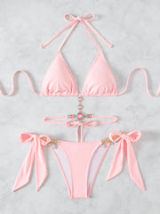 Glitter Crystal String Thong Slide Triangle Brazilian Two Piece Bikini Swimsuit