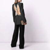 Black Backless Blazerwith Glitter Rope