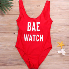 High Leg Slogan Brazlian One Piece Swimsuit