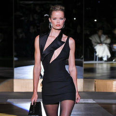 AYNO JACKET COLLAR HOLLOW OUT Black MINI DRESS