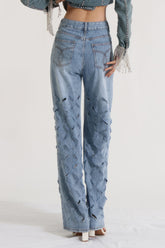 Jeans mit Strass - Blau