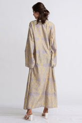 Vestido midi estampado con escote en V - Caqui