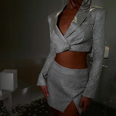 MINIFALDA y Blazer con PurpurinaTRAJE con Purpurina