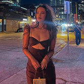 TAKAKO AUBURN Mesh LONG SLEEVE MINI DRESS