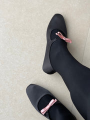 Ballerinas mit französischer Schleife | Satin-Ballerinas und Ballerinas