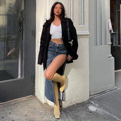 MIKA HIGHT SIDE SLIT DENIM MAXI SKIRT