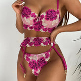 Embroider Lace Lingerie Set