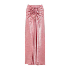 Luminous fabric bow one-piece swimsuit