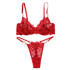 Metal Hoop Underwired Push Up Bralette Set