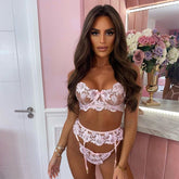 Floral Embroider Lace Lingerie Set